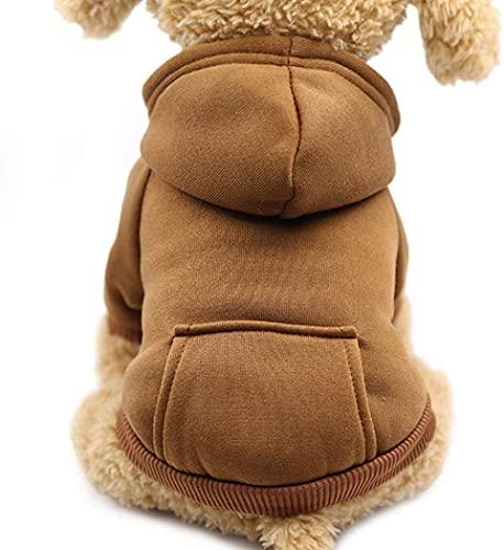 Idepet Dog Clothes Pet Dog Hoodies for Small Medium Dogs Chihuahua Clothes Warm Coat Jacket Autumn Puppy Outfits Dogs Clothing (M, Coffee)