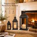 Lanterns Decorative Indoor&Outdoor, 19’’&14’’&10’’ Extra Large Metal Candle Lanterns, Vintage Candle Holders Farmhouse Shelf Wedding Front Porch Patio Decor, Christmas Halloween Decorations for Home