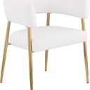 Meridian Furniture 534Cream-C Creston Collection Modern | Contemporary Dining Chair, Rich Cream Durable Linen Textured Fabric Upholstery, Brushed Gold Metal Frame, 24" W x 21.5" D x 29.5" H, Cream