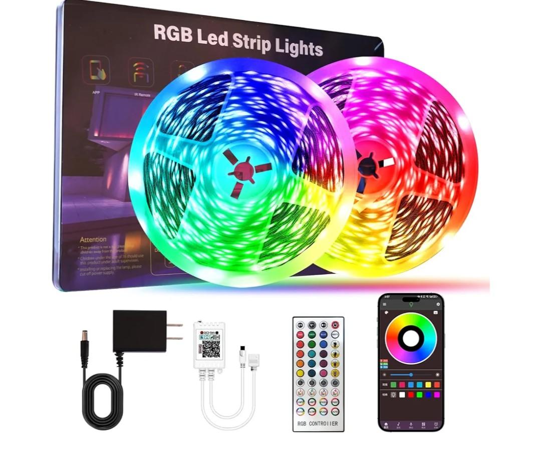 Led Lights for Bedroom 200 FT (2 Rolls 100 FT), with Remote and Application Control RGB Color Changing LED Strip Lights, Music Synchronization, Used for Room, Family, Party Decoration