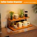 Wooden Mug Holder Countertop, Coffee Station Organizer, Counter Shelf for Tea Coffee Bar Accessories, Matcha Stand, Cup Display, Kitchen Condiment Storage Rack,2tier,11.81IN