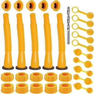 Gas Can Spout Replacement Kit, Gas Can Nozzle Replacement (5 Kit-Yellow) All Gaskets Are Installed And Ready To Use Upon Receipt. For 1/2/5/10 Gallon Gas Can. Easy And Convenient To Use