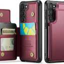 Vinich for Samsung Galaxy S23 Wallet Case with Card Holder, RFID Blocking Credit Slots Kickstand Shockproof Phone Cover Fit for Galaxy S23 6.1" Red