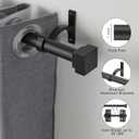 Single Curtain Rods for Windows 28 to 48 Inch (2.3-4ft),1 Inch Diameter Adjustable Heavy Duty Drapery Rods, with Modern Square Aluminum Alloy Finials, Matte Black