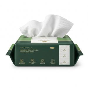 70 Count Disposable Face Towels, Ultra Soft Thick Biodegradable Facial Towels for Sensitive Skin, Lint-Free Makeup Remover Dry Wipes, Multi-Purpose Cleansing Towelettes