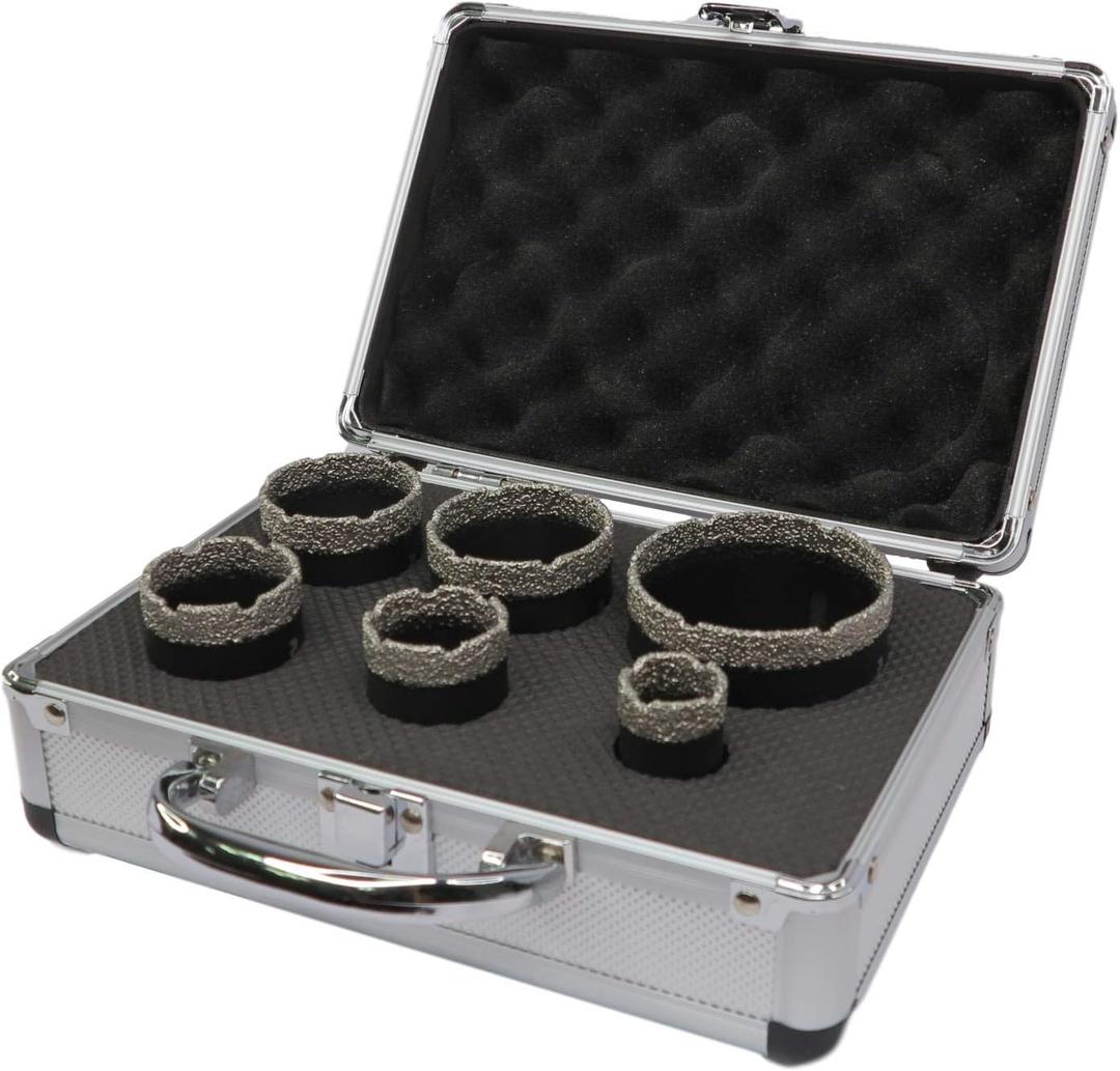 Vacuum brazed Diamond Dry Drilling bits Core bits Set with 5/8-11 for Porcelain Tile Granite Marble Stone Masonry Black25/35/40/45/50/68mm (Medium)