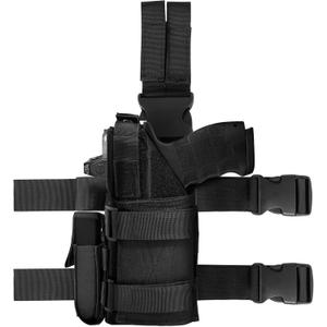 Universal Drop Leg Holster & Airsoft Pistol Holster with Removable MAG Pouch for Men,Leg Holster Fit Airsoft and Real Pistol (Barrel:3''-11'') with Scope,Light or Laser (Left, Black)