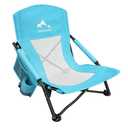 Oileus Low Beach Chair for Beach Tent/Shelter & Camping/Outdoor Ultralight Backpacking Folding Recliner Chairs with Cup Holder/Storage Bag, Carry Bag, Breeze Mesh Back, Compact Duty 1 Pcs Chair