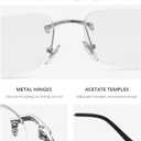HEPIDEM Vintage Style Rimless Rectangular Metal Eyeglasses for Men,New Frameless Square Optical Glasses Frame