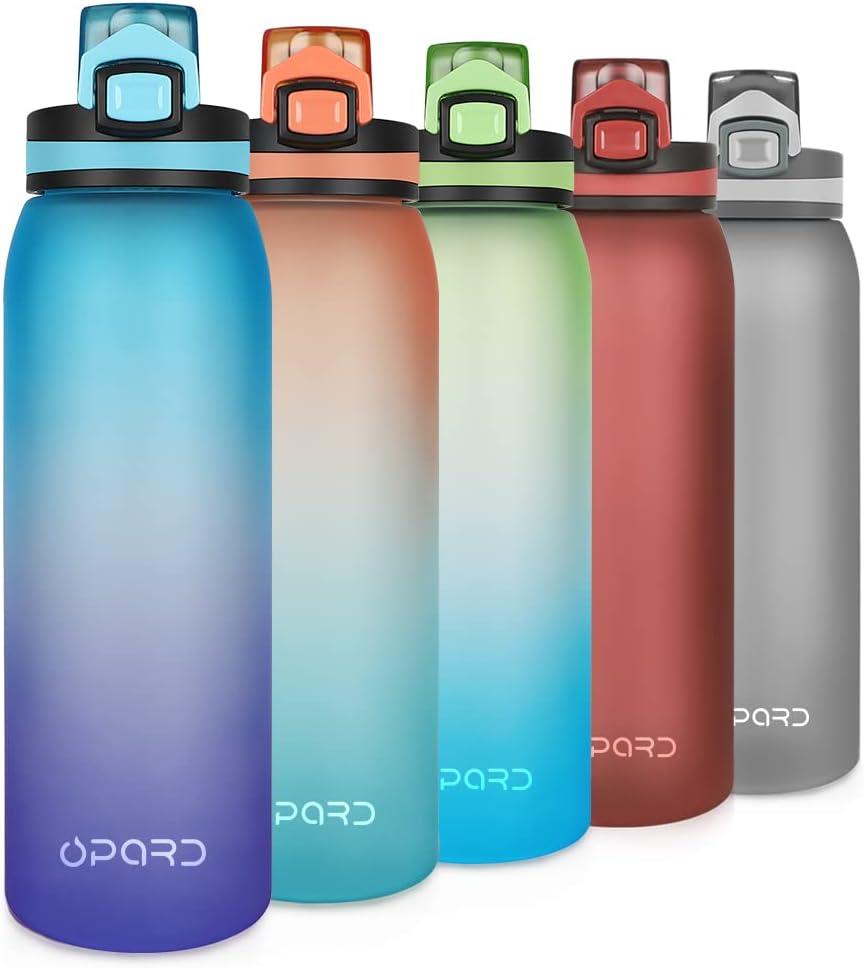 Opard 30oz/32oz Sports Water Bottle with Leak Proof Flip Top Lid BPA Free Tritan Reusable Plastic for Gym and Outdoor, Travel Water Bottle with Straw (Blue Purple)