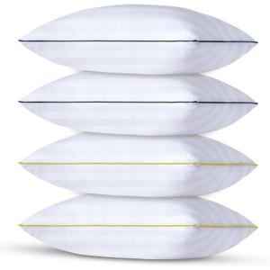 Bed Pillows for Sleeping - Standard/Queen Size Set of 4 Luxury Hotel Quality Pillows for Side Back and Stomach Sleepers, Breathable Fluffy Pillow Soft Bed Pillows (4pcs, Standard)