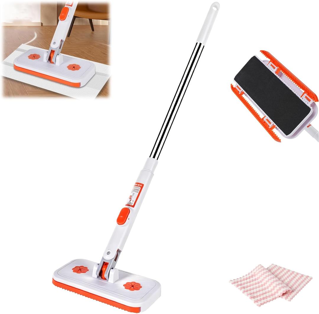 Snap Grip Mini Mop Set, Convenient Cloth Changing Mini Mop, Gap Dust Cleaner Lazy Mops with Locking Head for Multi Surface Clean, Wet & Dry Mopping and Sweeping Cleaning