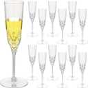 Jingmore 12 Pcs Detachable Plastic Champagne Glasses Flutes Bulk with Stem 3.7 oz Clear Disposable Champagne Flutes Toasting Glasses Cups for Wedding Birthday Party