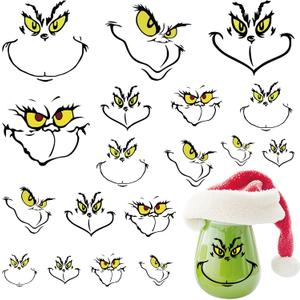 52 Pcs Christmas Face Stickers for Crafts Ornaments Large 5 Inch Small 3 Inch 2 Inch Vinyl Faces Eyes Pitcher Transparent Decals for Glass Cups Wood Decorations Balls Party Supplies (large52)