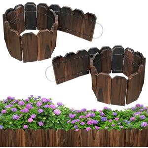 Mulctun Wood Garden Edging - 5.9" H X 47" L Sturdy Wooden Landscape Edging, Small Flower Bed Edging Borders, Decorative Wooden Garden Fence for Yard Flower Bed Lawns Pathway Tree (2 Packs)