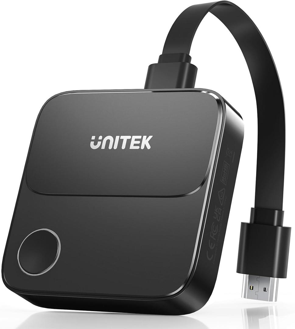 Unitek Hdmi Wireless Display Dongle Adapter - 5G Screen Mirroring Receiver TV Casting Device Screen Mirroring Adapter/4K Hdmi Extender for Streaming Video to Monitor from Mac iOS Android Windows-Black