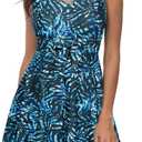 Kate Kasin Women's Two Piece Swimsuits Tummy Control Back Cross Flowy Swimdress Bathing Suits with Boyshorts Swimwear (Leaf Print, Medium)