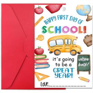First Day of School Gift Card for Students Daughter Son Niece Nephew Back to School Gifts for Kids Sister Brother Granddaughter Grandson 1st Frist Day of School Greeting Card with Envelope