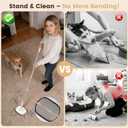 Pet Hair Remover for Cat & Dog, Reusable Pet Hair Removal Tool with Adjustable Long Handle for Pet Fur on Carpet Stair Couch, Electrostatic Carpet Rake Brush Squeegee for Floor & Glove 3 in 1
