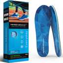 Never Flatten Flat Insoles Men & Women - Extra Shock Absorption Flat Inserts with No Arch Support - Shoe Inserts Men for Walking & Standing & Running 1/8" Thickness (Blue)