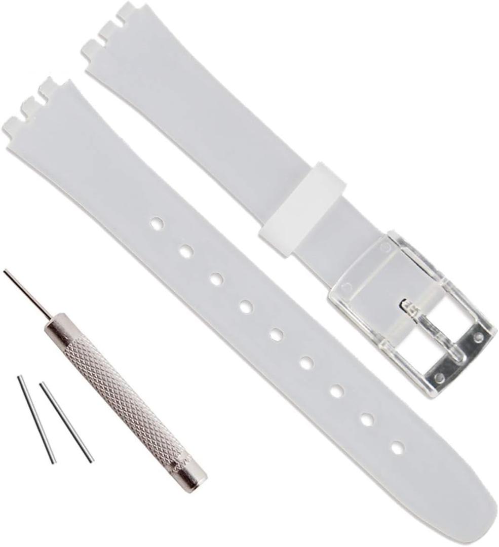 Replacement 12mm Waterproof Silicone Rubber Watch Strap Watch Band for Swatch (Translucence)