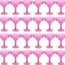 24 Pcs Plastic Margarita Glasses 12 oz Margarita Cups Mexican Theme Party Decorations Martini Glasses Bulk Cocktail Glass for Wedding Mexican Theme Carnivals (Rose Red)