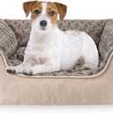 JOEJOY Rectangle Dog Bed for Large Medium Small Dogs Machine Washable Sleeping Dog Sofa Bed Non-Slip Bottom Breathable Soft Puppy Bed Durable Orthopedic Calming Pet Cuddler, Multiple Size, Beige, M(25"x 21"x 8")