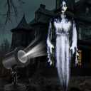 Retisee Halloween Projector Light Outdoor Indoor Waterproof Decoration Projector Light LED Bright Projection 180 Adjustable Stand for Ground Wall Roof Garage Door Halloween Decor(Ghost Woman)