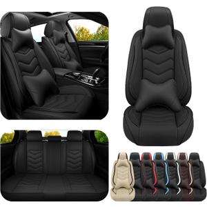 ADERN Car Seat Covers for Ford Mustang 2000-2025, Premium Nappa Leather Car Seat Cover, Stylish Sport Seat Covers Automobile Seat Cover Sets.(Luxury 5 Seats/Pure Black)
