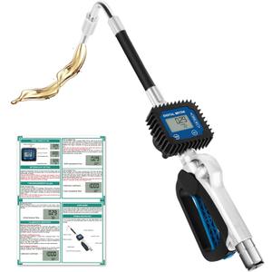 Digital Oil Control Valve Flow Meter Dispenser Nozzle 10 GPM / 35 LPM, Heavy Duty Air Operated Electronic Oil Metering Gun 1/2 Inch NPT Inlet, Oil Gun - Max Working Pressure 1500 PSI / 100 bar