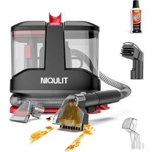 Portable Carpet and Upholstery Cleaner, 15Kpa Spot Cleaner Machine for Pets, Furniture Cleaner for Sofa, Area Rugs, Couch and Car, Carpet Cleaning Machine with Dual Brush Heads & Self-Cleaning System (Jet Black)