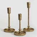 Rustic Cast Iron Taper Candle Holder - Set of 3 Vintage Candle Stands, Candlestick Holders for Wedding, Dining, Party Dcor (Antique Brass)