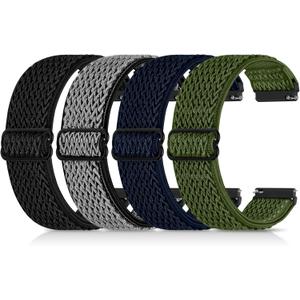 4 Pack 22mm Elastic Bands Compatible with Garmin Venu 3/2, Vivoactive 4 (45mm), Garmin Forerunner 570 (47mm)/255/265, Amazfit GTR 4/3/2, Smartwatch Band for Amazfit Bip 6/5, Amazfit Balance (Black+Gray+Blue+Green)