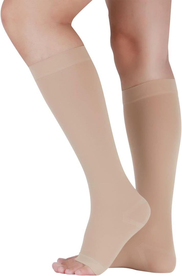 LIN PERFORMANCE Compression Socks for Women and Men Knee High Open Toe Medical Compression Stockings Varicose Vein Swollen legs Travel, M LIN PERFORMANCE Compression Socks for Women and Men Knee High Open Toe Medical Compression Stockings Varicose Vein Swollen legs Travel, M