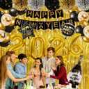 Valentine's Day Decorations Pack of 75 & Valentine's Day| Includes Gold 2026 Numbers Balloons, Fringe Curtain, New Year Banner, Confetti Balloons |for Home Wedding Party Anniversary