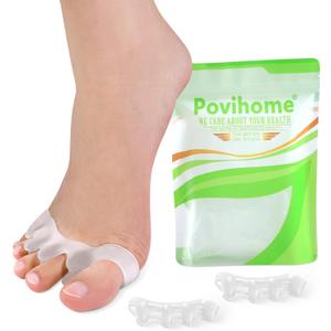 4 x Povihome Toe Separators Spacers for Women - 8 Pack Silicone Toe Spacers for Toe Overlapping Hammertoe - Bunion Corrector Toe Stretcher for Yoga Practice - Medium (Clear)