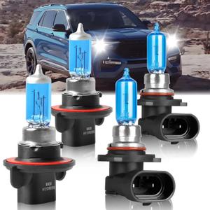 SHENKENUO Fit For Ford Explorer (2006-2010) 9008 High/Low Beam Ultra - High Performance Halogen Headlight Bulbs & 9145/9005 Fog Bulbs, Plug-n-Play, Pack of 4