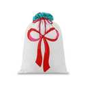 THOVSMOON Christmas Santa Sack with Drawstring, 19.7 X 27.5 Inch Canvas Santa Claus Gift Bag, Reusable Xmas New Year Presents Party Supplies Favors (Beige-Bow)