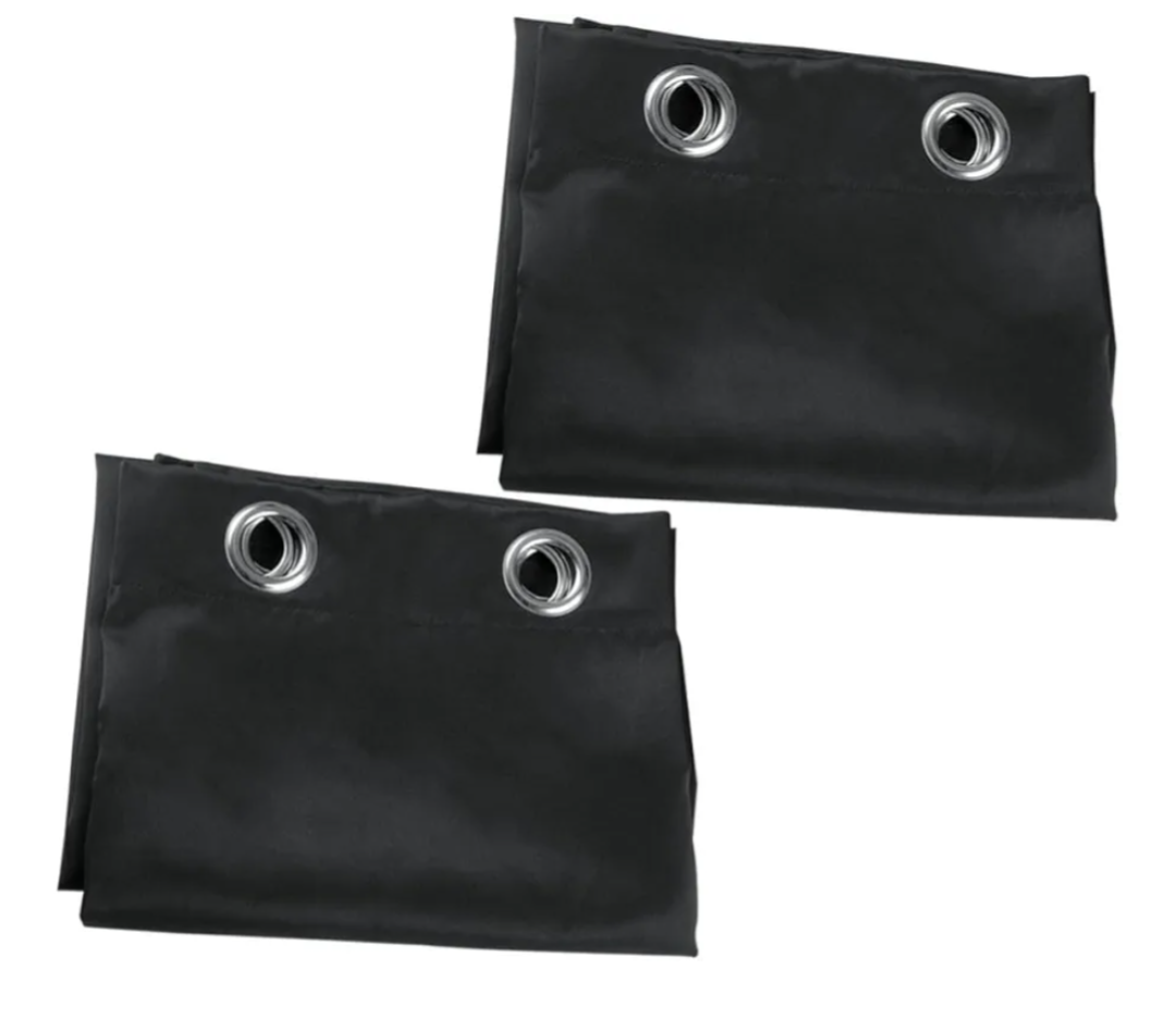 Blackout Window Curtain Panels Insulated Fabric Drapes for Living Room Bedroom, Black Sliding Curtain Set of 2