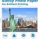 Uinkit 37lb Thin Flyer Paper Glossy 8.5x11 Inkjet 100 Sheets Single Side DIY Chip Bag 135gsm Printer Picture for Inkjet Printer with Dye Ink Letter size A4 Brochure (8.5X11X100)