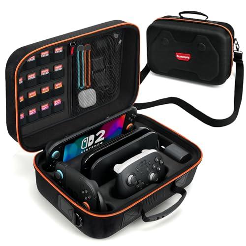 Switch 2 Case Compatible with Nintendo Switch 2, All-in-One Carrying Case with Card Slots & Zipper Pocket, Hard Shell Protective Portable Travel Bag for Switch 2 Console Pro Controller Accessories