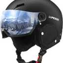 LUMDEER Ski Helmet with 2 in 1 Visor Goggles, UV Protection Snowboard Helmet, Certified Ajustable Snow Sport Helmets for Men Women Skiing, Skating, Snowboarding, Dark, Large