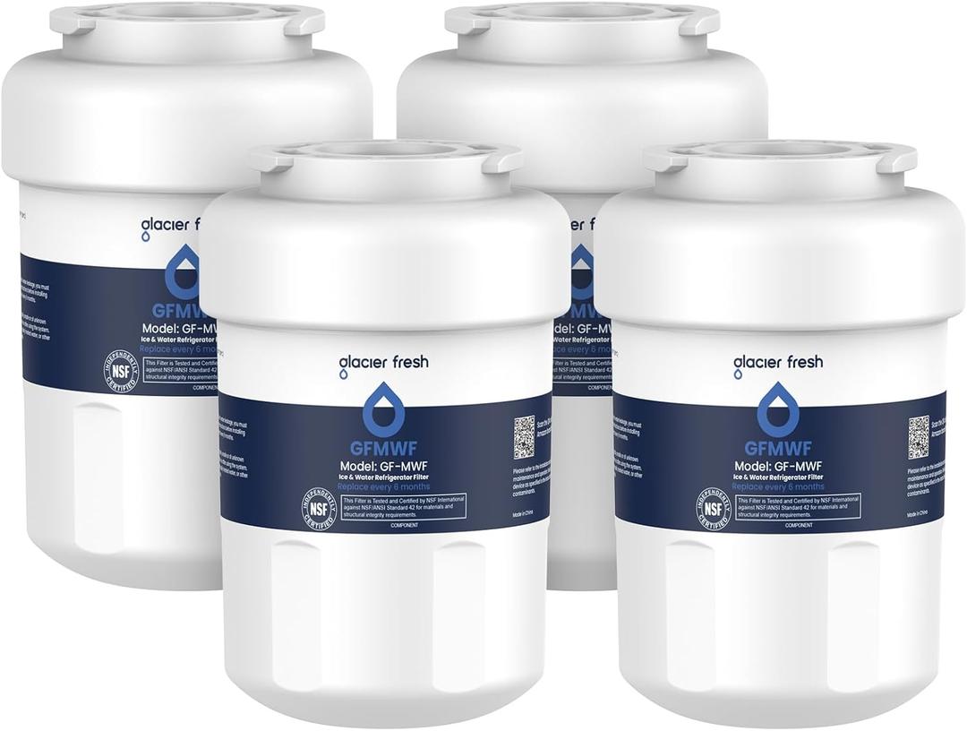 GLACIER FRESH Replacement for MWF Refrigerator Water Filters, SmartWater MWFP, MWFA, GWF, HDX FMG-1, WFC1201, RWF1060, 197D6321P006, Kenmore 9991, 4 Pack (White)