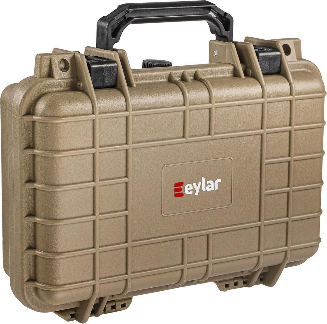 Eylar Tactical Hard Gun Case Water & Shock Proof With Foam TSA Approved 11.6 Inch 8.3 Inch 3.8 Inch (Tan)