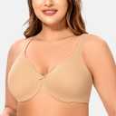 MELENECA Women's Minimizer Seamless Unlined Comfortable Plus Size Underwire Bra Almond 34D