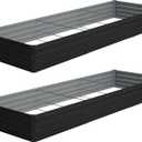 Vengarus 2 Pack 12x4x1FT Galvanized Raised Garden Bed Kit, Outdoor Metal Planter Box for Vegetables, Rectangular Steel Container, Easy Assembly (Black)