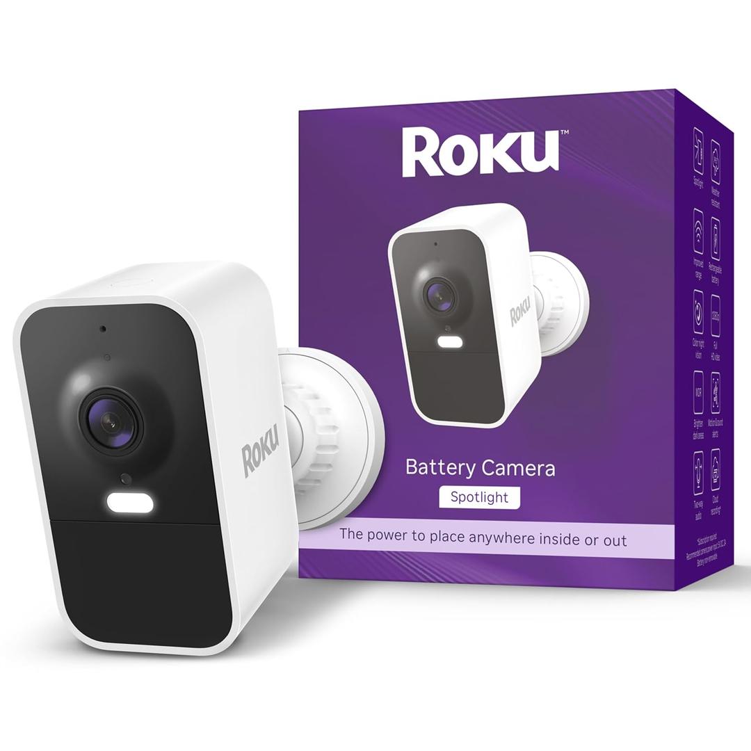 Roku Battery Camera for Home Security - New Weather-Resistant Indoor & Outdoor Wireless Camera & Pet Monitor with 1080p HD & Two-Way Audio - Rechargeable, Motion Detection & Wi-Fi