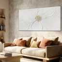 Elegant Floral Abstract Wall Art, Hand Painted Textured Canvas in Soft Ivory and Warm Neutral Tones with Subtle Gold Detail, Modern Wall Decor for Living Room or Bedroom, Ready to Hang, 2448 Inch