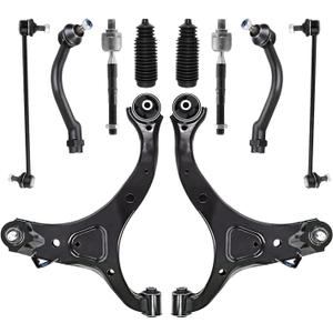 10 PCS Suspension Kit Control Arm and Ball Joints Kit Sway Bar Link Outer Inner Tie Rod Boot Bellows Compatible With 2007-2012 Hyundai Santa Fe 2011-2013 Kia Sorento Missing pieces
