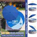 Cinnvoice 7.5ft Above Ground Pool Umbrella with Clamp, Outdoor Pool Sunshade for Oval Rectangular Swimming Pools, UPF 50+ UV Protection, Adjustable Poolside Umbrella for Patio Outdoors(Navy Blue)